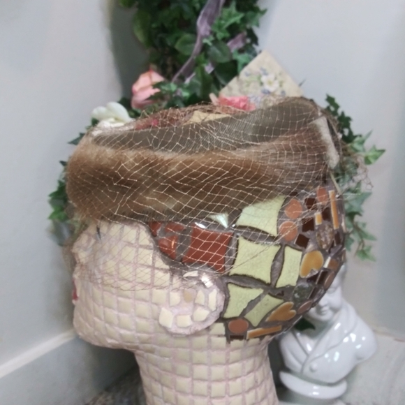 Vintage Netted Brown Mink Ring Fascinator - Picture 5 of 9